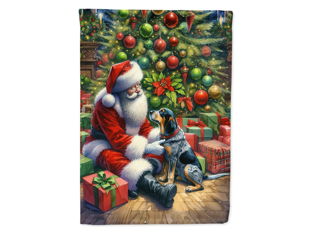 Caroline's Treasures DAC4075CHF Bluetick Hound and Santa Claus House Flag Large Porch Sleeve Pole Decorative Outside Yard Banner Artwork Wall...