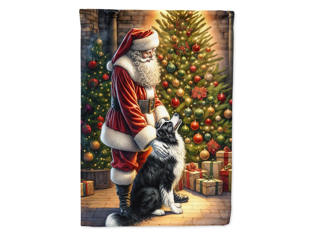 Caroline's Treasures DAC4076CHF Border Collie and Santa Claus House Flag Large Porch Sleeve Pole Decorative Outside Yard Banner Artwork Wall...