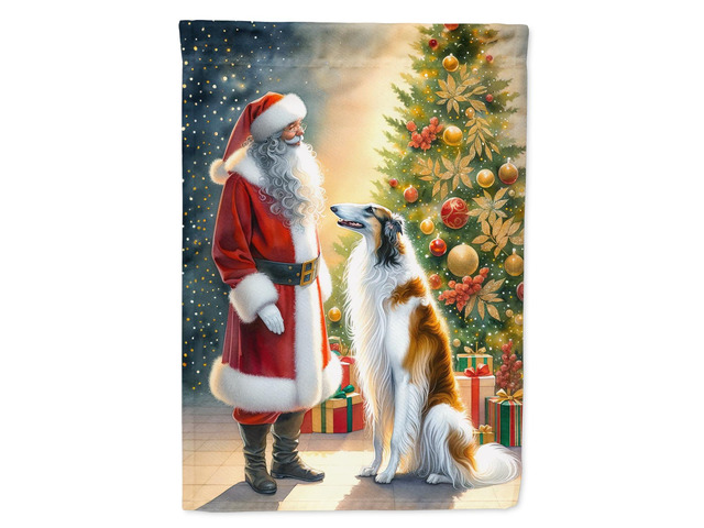 Caroline's Treasures DAC4077CHF Borzoi and Santa Claus House Flag Large Porch Sleeve Pole Decorative Outside Yard Banner Artwork Wall Hanging,...
