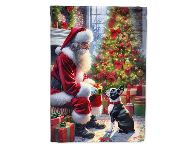 Caroline's Treasures DAC4078GF Boston Terrier and Santa Claus Garden Flag Mailbox Flag Decorative Yard Flag Banner Outside Patio Artwork Yard...