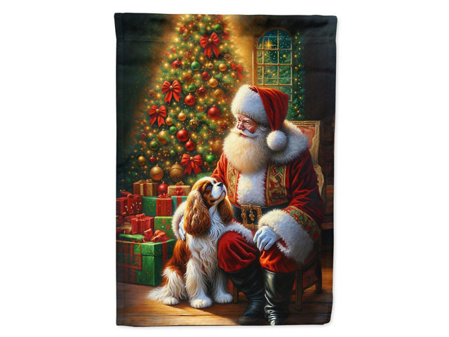 Caroline's Treasures DAC4089CHF Cavalier Spaniel and Santa Claus House Flag Large Porch Sleeve Pole Decorative Outside Yard Banner Artwork Wall...