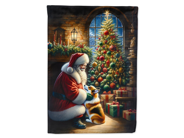 Caroline's Treasures DAC4098CHF Corgi and Santa Claus House Flag Large Porch Sleeve Pole Decorative Outside Yard Banner Artwork Wall Hanging,...