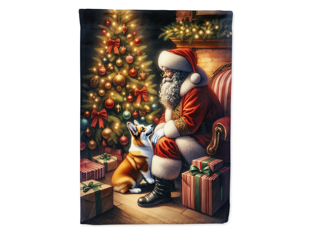 Caroline's Treasures DAC4099GF Corgi and Santa Claus Garden Flag Mailbox Flag Decorative Yard Flag Banner Outside Patio Artwork Yard Flower Beds,...