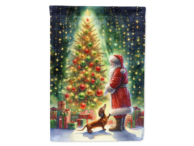 Caroline's Treasures DAC4101CHF Dachshund and Santa Claus House Flag Large Porch Sleeve Pole Decorative Outside Yard Banner Artwork Wall Hanging,...