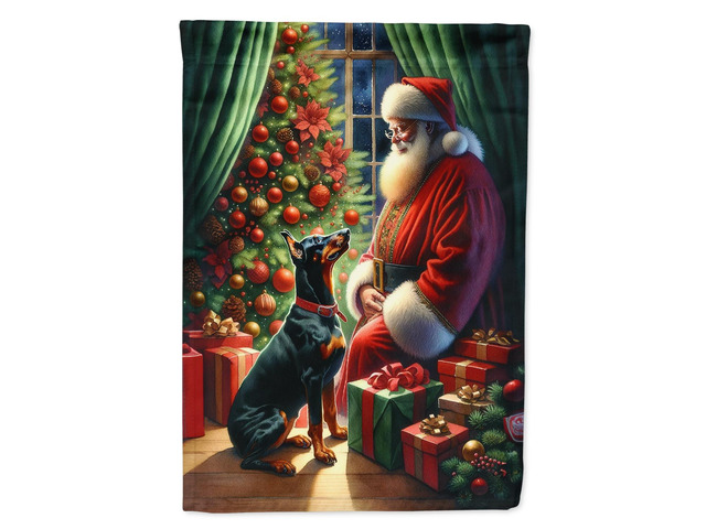 Caroline's Treasures DAC4105CHF Doberman Pinscher and Santa Claus House Flag Large Porch Sleeve Pole Decorative Outside Yard Banner Artwork Wall...
