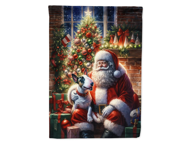 Caroline's Treasures DAC4106GF English Bull Terrier and Santa Claus Garden Flag Mailbox Flag Decorative Yard Flag Banner Outside Patio Artwork Yard...