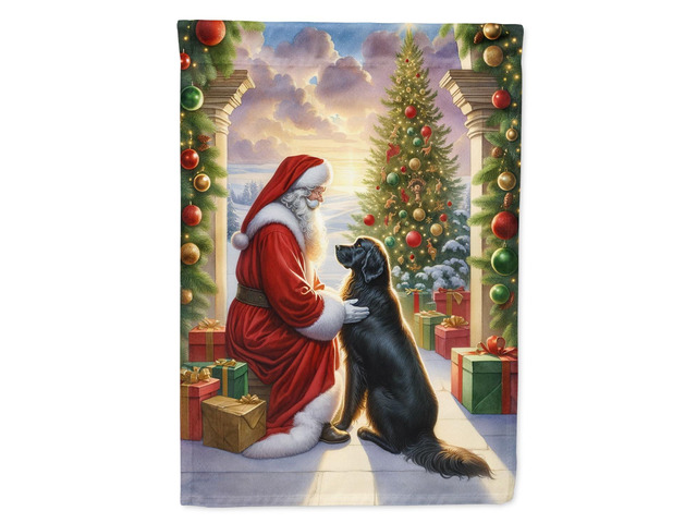 Caroline's Treasures DAC4111CHF Flat-Coated Retriever and Santa Claus House Flag Large Porch Sleeve Pole Decorative Outside Yard Banner Artwork...
