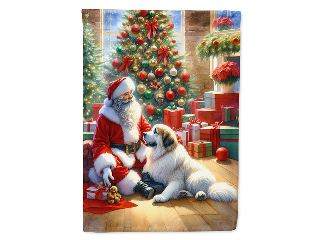 Caroline's Treasures DAC4120CHF Great Pyrenees and Santa Claus House Flag Large Porch Sleeve Pole Decorative Outside Yard Banner Artwork Wall...