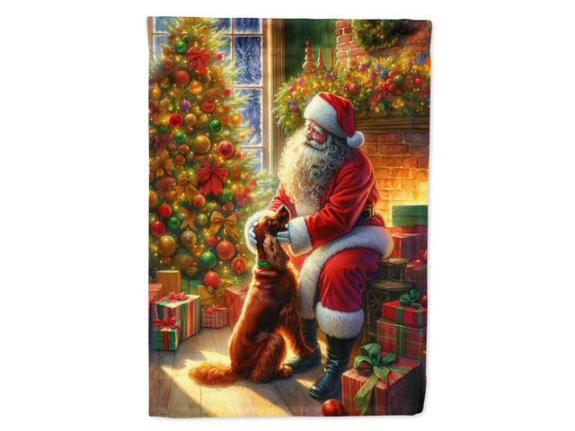 Caroline's Treasures DAC4126CHF Irish Setter and Santa Claus House Flag Large Porch Sleeve Pole Decorative Outside Yard Banner Artwork Wall...