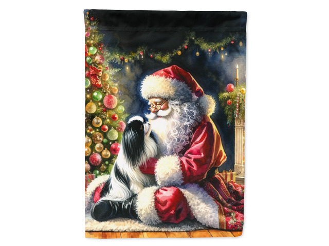 Caroline's Treasures DAC4129GF Japanese Chin and Santa Claus Garden Flag Mailbox Flag Decorative Yard Flag Banner Outside Patio Artwork Yard Flower...