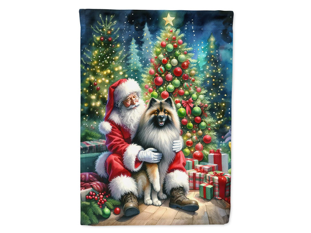 Caroline's Treasures DAC4131GF Keeshond and Santa Claus Garden Flag Mailbox Flag Decorative Yard Flag Banner Outside Patio Artwork Yard Flower...