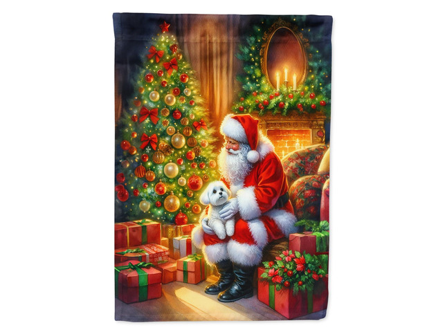 Caroline's Treasures DAC4139GF Maltese and Santa Claus Garden Flag Mailbox Flag Decorative Yard Flag Banner Outside Patio Artwork Yard Flower Beds,...
