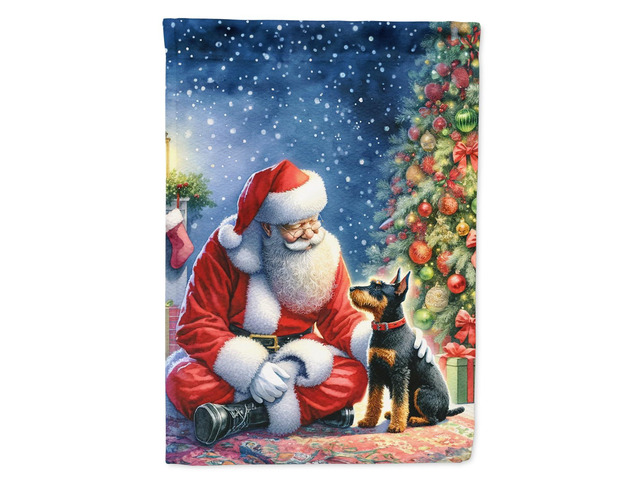 Caroline's Treasures DAC4140CHF Manchester Terrier and Santa Claus House Flag Large Porch Sleeve Pole Decorative Outside Yard Banner Artwork Wall...
