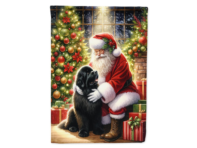 Caroline's Treasures DAC4143CHF Newfoundland and Santa Claus House Flag Large Porch Sleeve Pole Decorative Outside Yard Banner Artwork Wall...