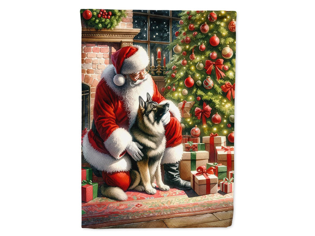 Caroline's Treasures DAC4145CHF Norwegian Elkhound and Santa Claus House Flag Large Porch Sleeve Pole Decorative Outside Yard Banner Artwork Wall...