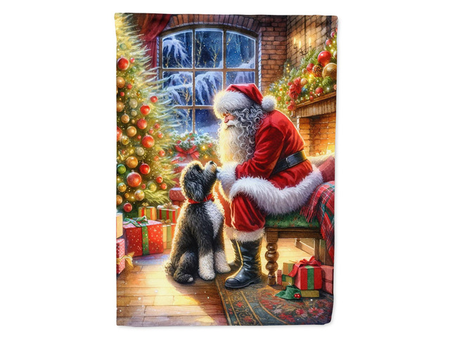 Caroline's Treasures DAC4147CHF Portuguese Water Dog and Santa Claus House Flag Large Porch Sleeve Pole Decorative Outside Yard Banner Artwork Wall...
