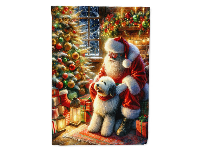 Caroline's Treasures DAC4146GF Old English Sheepdog and Santa Claus Garden Flag Mailbox Flag Decorative Yard Flag Banner Outside Patio Artwork Yard...