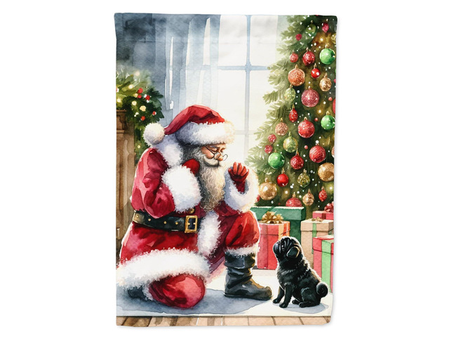 Caroline's Treasures DAC4148GF Black Pug and Santa Claus Garden Flag Mailbox Flag Decorative Yard Flag Banner Outside Patio Artwork Yard Flower...