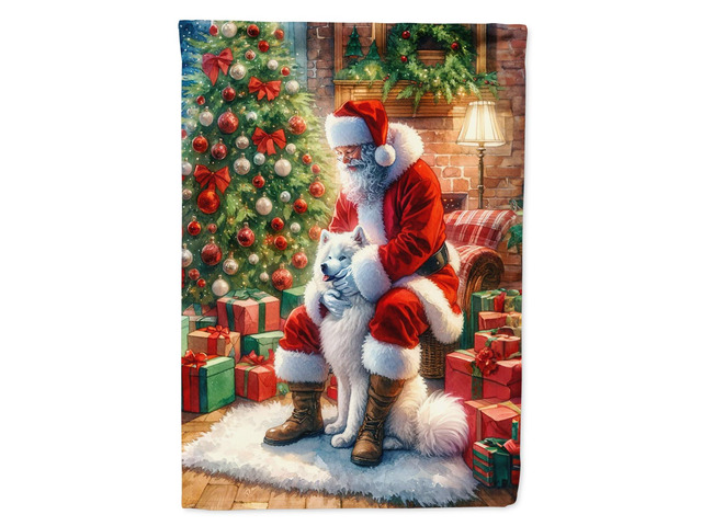 Caroline's Treasures DAC4152GF Samoyed and Santa Claus Garden Flag Mailbox Flag Decorative Yard Flag Banner Outside Patio Artwork Yard Flower Beds,...