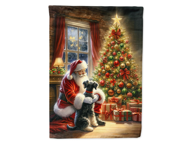 Caroline's Treasures DAC4154CHF Schnauzer and Santa Claus House Flag Large Porch Sleeve Pole Decorative Outside Yard Banner Artwork Wall Hanging,...