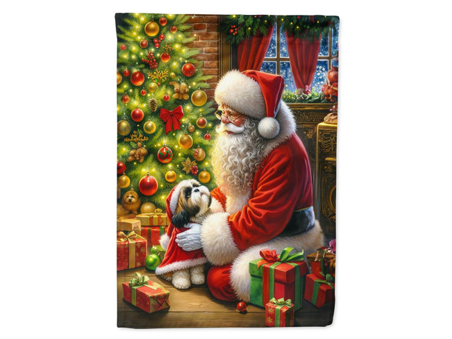 Caroline's Treasures DAC4158GF Shih Tzu and Santa Claus Garden Flag Mailbox Flag Decorative Yard Flag Banner Outside Patio Artwork Yard Flower...