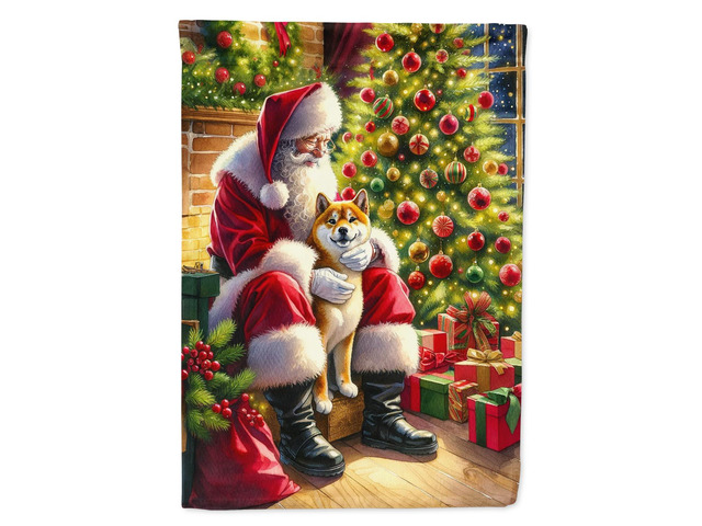 Caroline's Treasures DAC4157GF Shiba Inu and Santa Claus Garden Flag Mailbox Flag Decorative Yard Flag Banner Outside Patio Artwork Yard Flower...