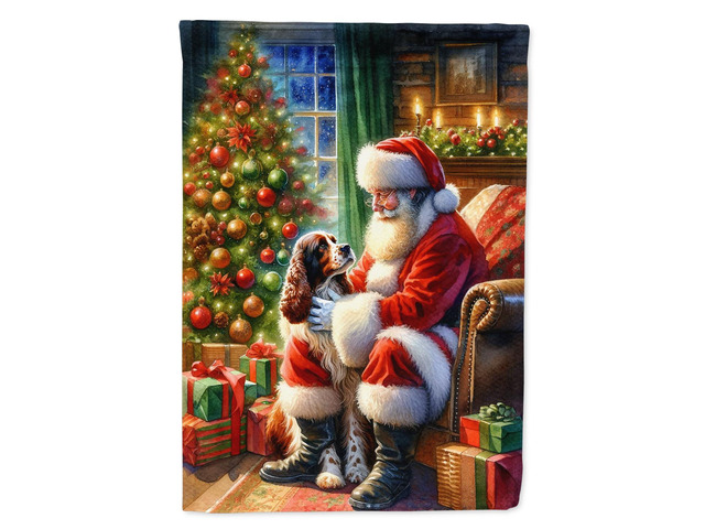 Caroline's Treasures DAC4166CHF Welsh Springer Spaniel and Santa Claus House Flag Large Porch Sleeve Pole Decorative Outside Yard Banner Artwork...