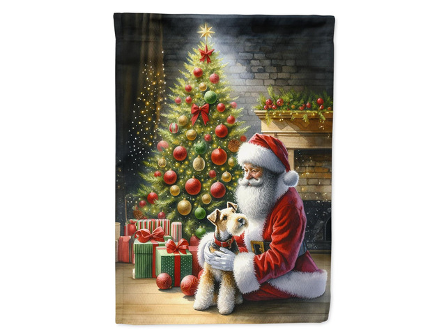 Caroline's Treasures DAC4169CHF Fox Terrier and Santa Claus House Flag Large Porch Sleeve Pole Decorative Outside Yard Banner Artwork Wall Hanging,...