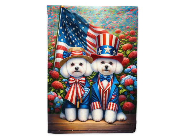 Caroline's Treasures DAC4190CHF All American Bichon Frise House Flag Large Porch Sleeve Pole Decorative Outside Yard Banner Artwork Wall Hanging,...