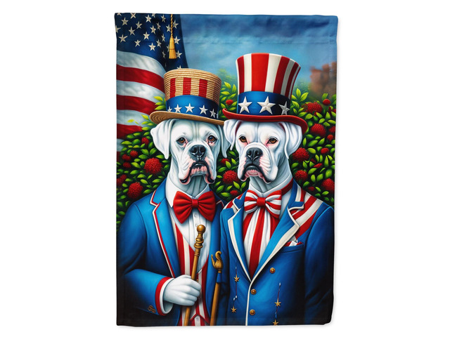 Caroline's Treasures DAC4198CHF All American White Boxer House Flag Large Porch Sleeve Pole Decorative Outside Yard Banner Artwork Wall Hanging,...
