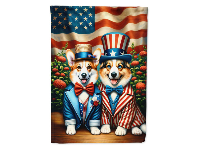 Caroline's Treasures DAC4219GF All American Corgi Garden Flag Mailbox Flag Decorative Yard Flag Banner Outside Patio Artwork Yard Flower Beds,...