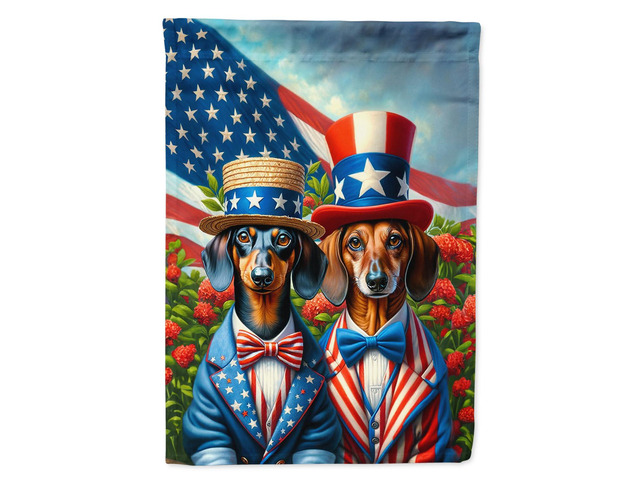 Caroline's Treasures DAC4221GF All American Dachshund Garden Flag Mailbox Flag Decorative Yard Flag Banner Outside Patio Artwork Yard Flower Beds,...
