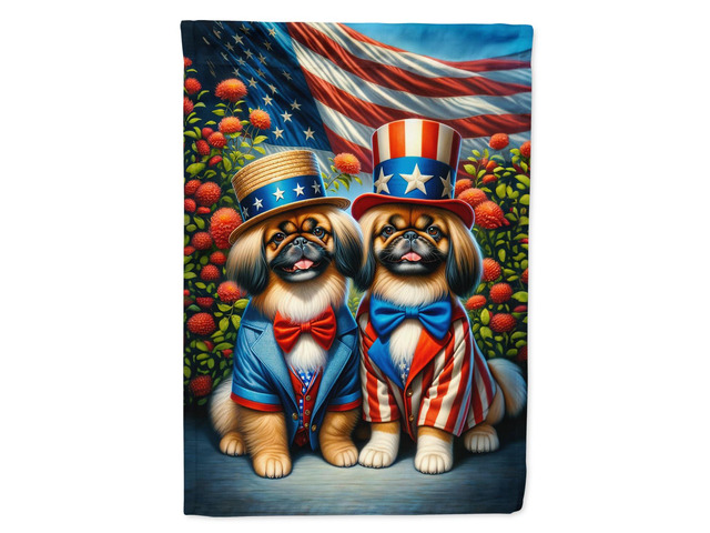 Caroline's Treasures DAC4281CHF All American Pekingese House Flag Large Porch Sleeve Pole Decorative Outside Yard Banner Artwork Wall Hanging,...