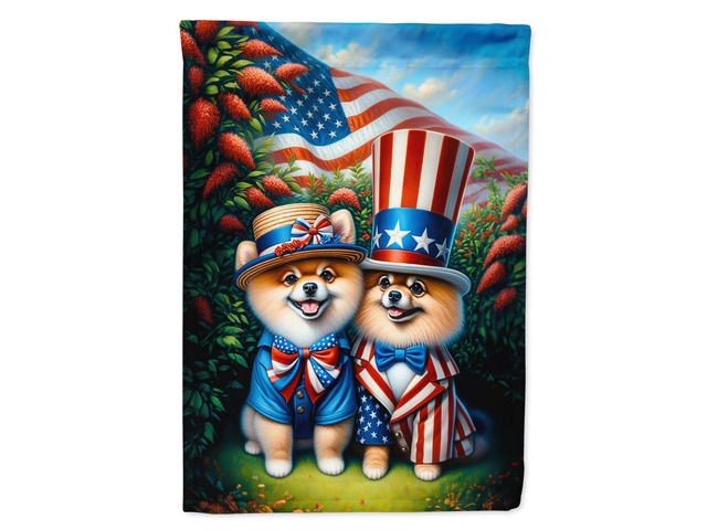 Caroline's Treasures DAC4287GF All American Pomeranian Garden Flag Mailbox Flag Decorative Yard Flag Banner Outside Patio Artwork Yard Flower Beds,...