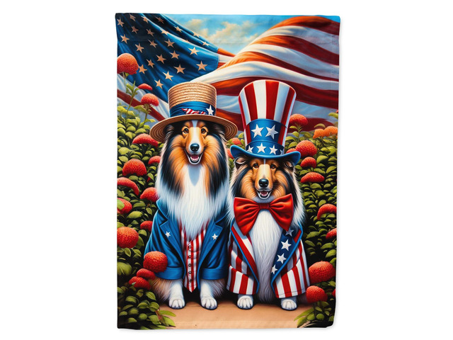 Caroline's Treasures DAC4313CHF All American Sheltie House Flag Large Porch Sleeve Pole Decorative Outside Yard Banner Artwork Wall Hanging,...
