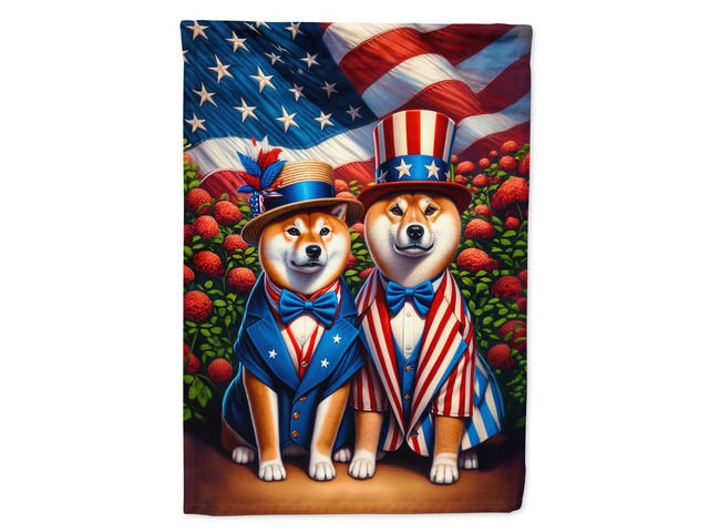 Caroline's Treasures DAC4314GF All American Shiba Inu Garden Flag Mailbox Flag Decorative Yard Flag Banner Outside Patio Artwork Yard Flower Beds,...