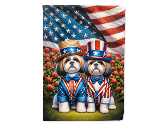 Caroline's Treasures DAC4315CHF All American Shih Tzu House Flag Large Porch Sleeve Pole Decorative Outside Yard Banner Artwork Wall Hanging,...