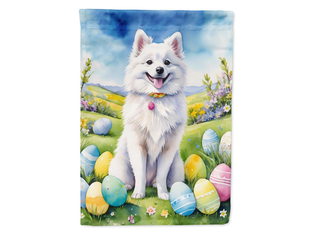 Caroline's Treasures DAC4927GF American Eskimo Easter Egg Hunt Garden Flag Mailbox Flag Decorative Yard Flag Banner Outside Patio Artwork Yard...