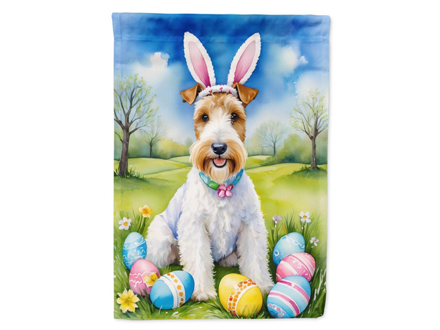 Caroline's Treasures DAC5036GF Fox Terrier Easter Egg Hunt Garden Flag Mailbox Flag Decorative Yard Flag Banner Outside Patio Artwork Yard Flower...