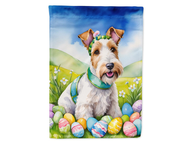 Caroline's Treasures DAC5038GF Fox Terrier Easter Egg Hunt Garden Flag Mailbox Flag Decorative Yard Flag Banner Outside Patio Artwork Yard Flower...