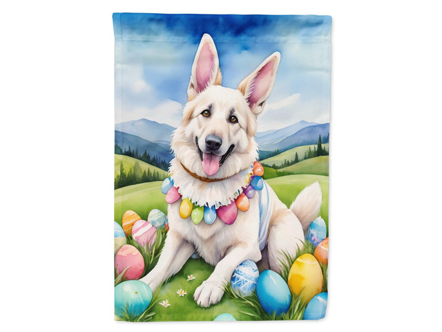 Caroline's Treasures DAC5044GF White German Shepherd Easter Egg Hunt Garden Flag Mailbox Flag Decorative Yard Flag Banner Outside Patio Artwork...