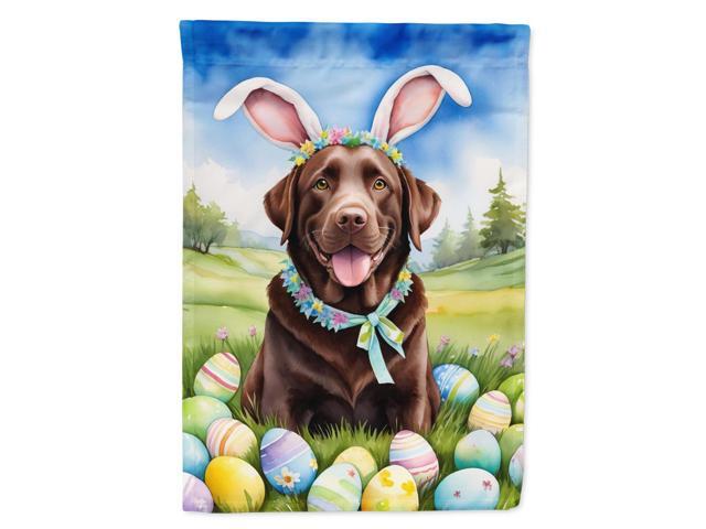 Caroline's Treasures DAC5095GF Chocolate Labrador Retriever Easter Egg Hunt Garden Flag Mailbox Flag Decorative Yard Flag Banner Outside Patio...