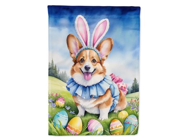 Caroline's Treasures DAC5131GF Corgi Easter Egg Hunt Garden Flag Mailbox Flag Decorative Yard Flag Banner Outside Patio Artwork Yard Flower Beds,...