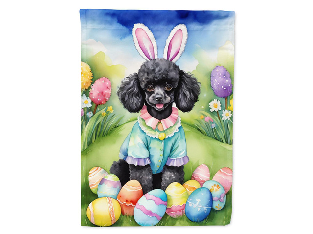 Caroline's Treasures DAC5140GF Black Poodle Easter Egg Hunt Garden Flag Mailbox Flag Decorative Yard Flag Banner Outside Patio Artwork Yard Flower...