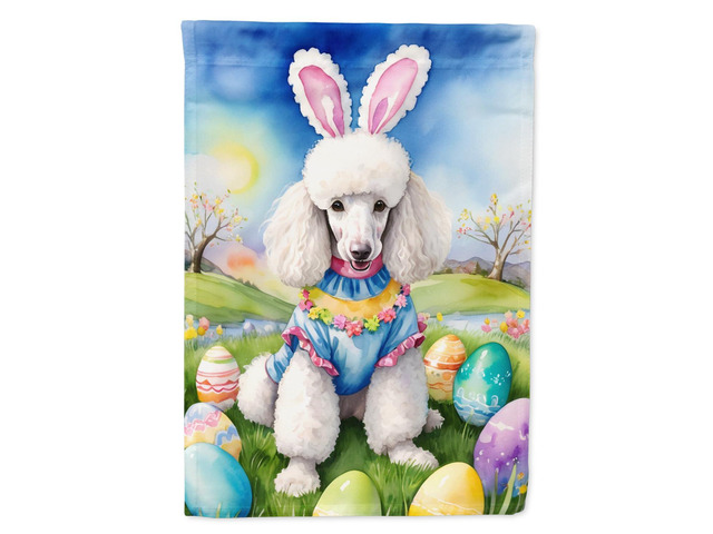 Caroline's Treasures DAC5145GF White Poodle Easter Egg Hunt Garden Flag Mailbox Flag Decorative Yard Flag Banner Outside Patio Artwork Yard Flower...