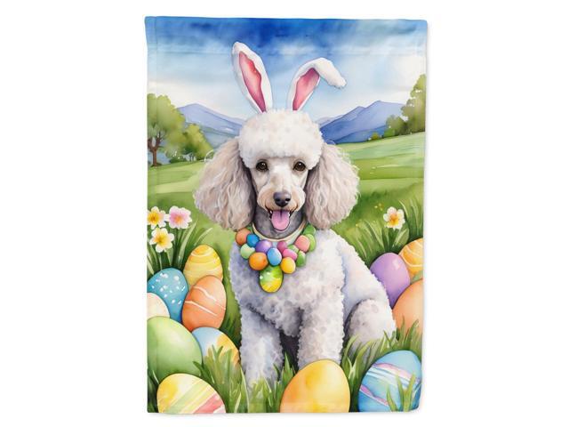 Caroline's Treasures DAC5146GF White Poodle Easter Egg Hunt Garden Flag Mailbox Flag Decorative Yard Flag Banner Outside Patio Artwork Yard Flower...