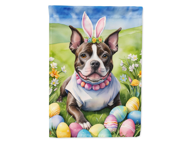 Caroline's Treasures DAC5189GF Staffordshire Bull Terrier Easter Egg Hunt Garden Flag Mailbox Flag Decorative Yard Flag Banner Outside Patio...
