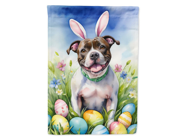 Caroline's Treasures DAC5190GF Staffordshire Bull Terrier Easter Egg Hunt Garden Flag Mailbox Flag Decorative Yard Flag Banner Outside Patio...