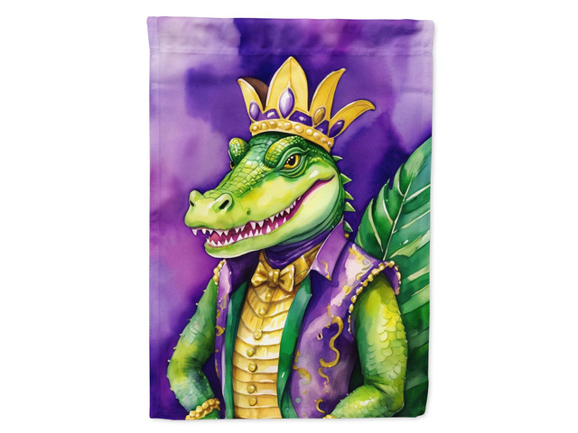 Caroline's Treasures DAC5216CHF Alligator King of Mardi Gras House Flag Large Porch Sleeve Pole Decorative Outside Yard Banner Artwork Wall...