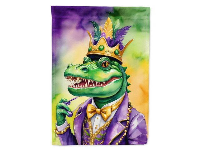 Caroline's Treasures DAC5217GF Alligator King of Mardi Gras Garden Flag Mailbox Flag Decorative Yard Flag Banner Outside Patio Artwork Yard Flower...